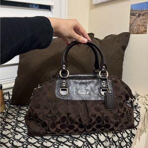 Coach Brown Satchel with Signature Monogram
